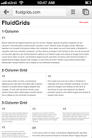 Fluid grid mobile web page